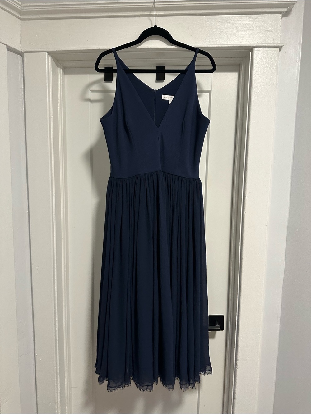 Dress the Population Navy V-Neck Spaghetti Strap Midi Dress